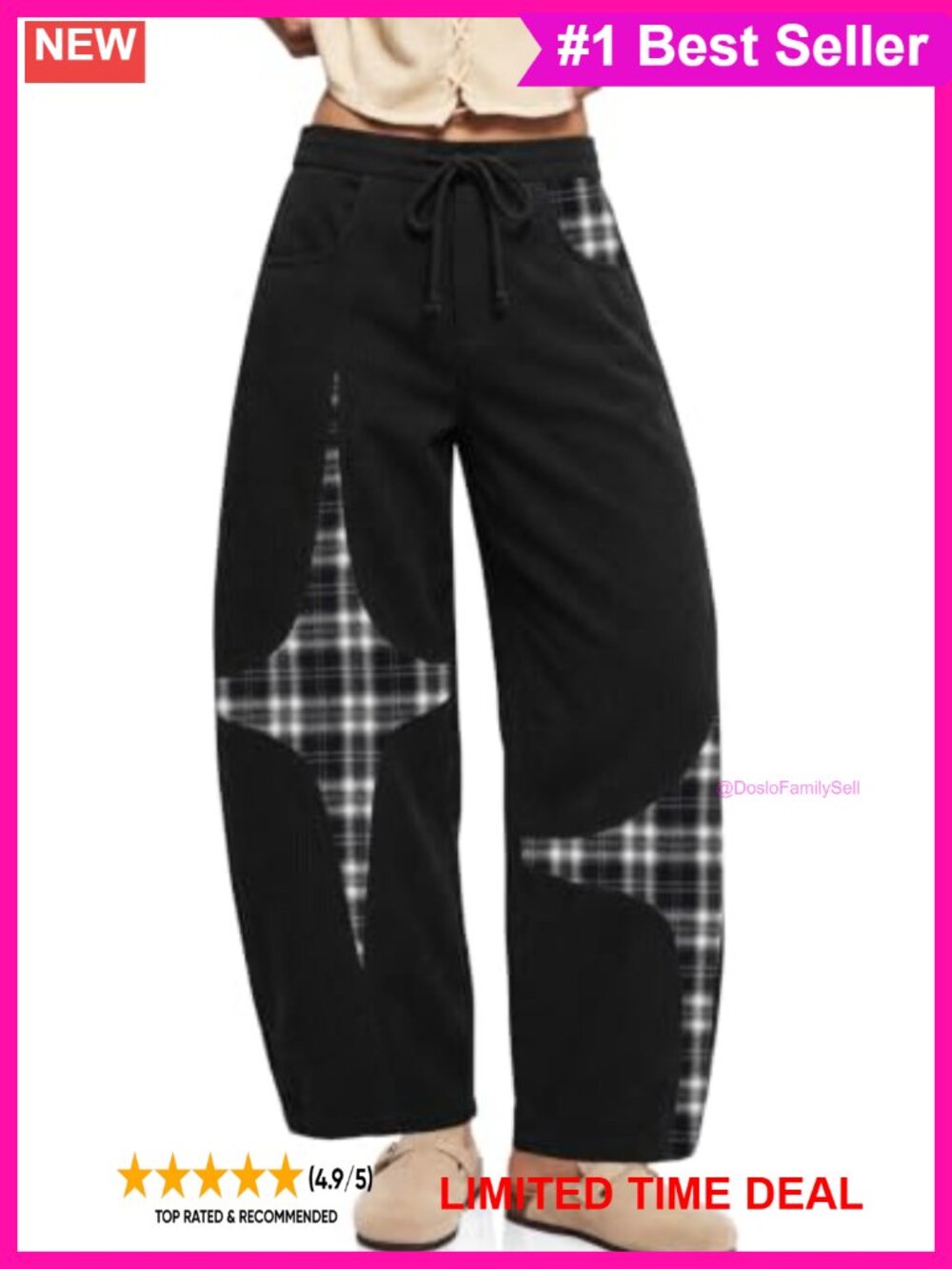 Women's Corduroy Barrel Leg Wide Leg Harem Pants High Waist Drawstring Casual